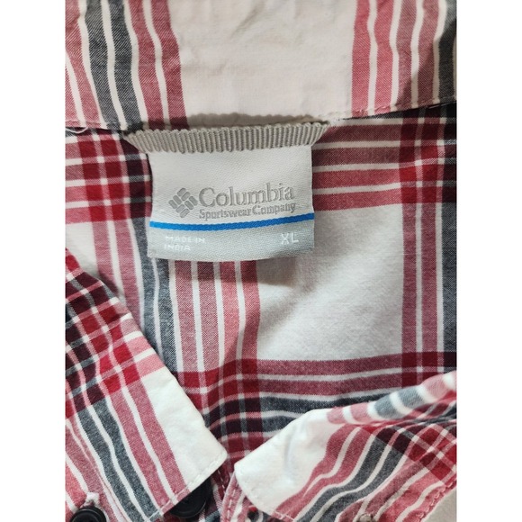 Columbia Shirt Mens Extra Large White Plaid Red button Down - Picture 2 of 3